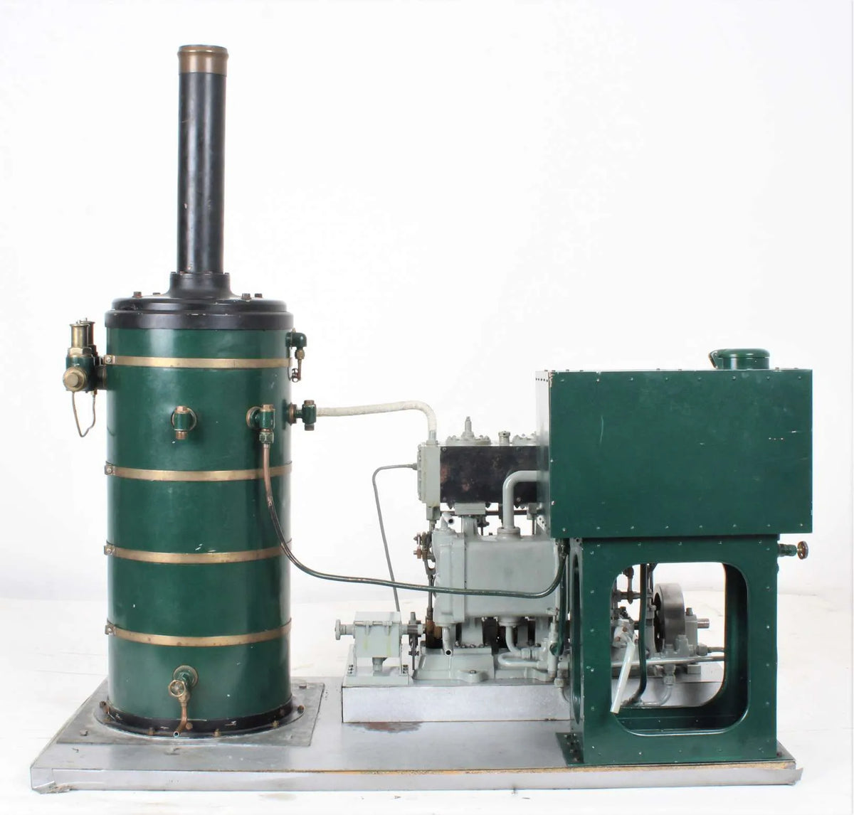 Steam plant with triple expansion engine and vertical boiler