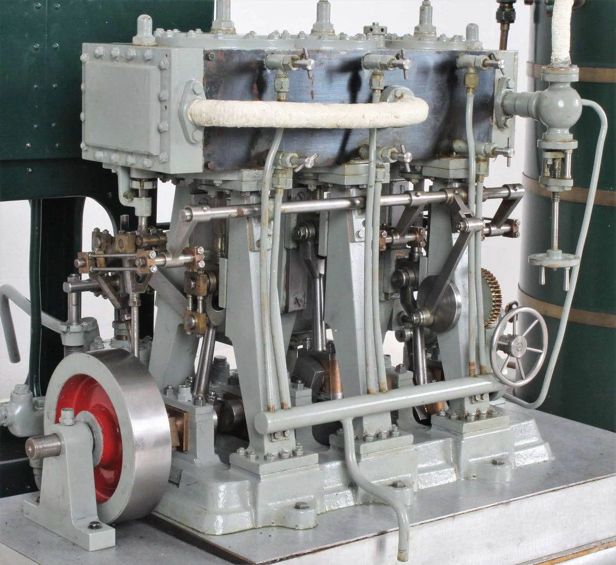 Steam plant with triple expansion engine and vertical boiler
