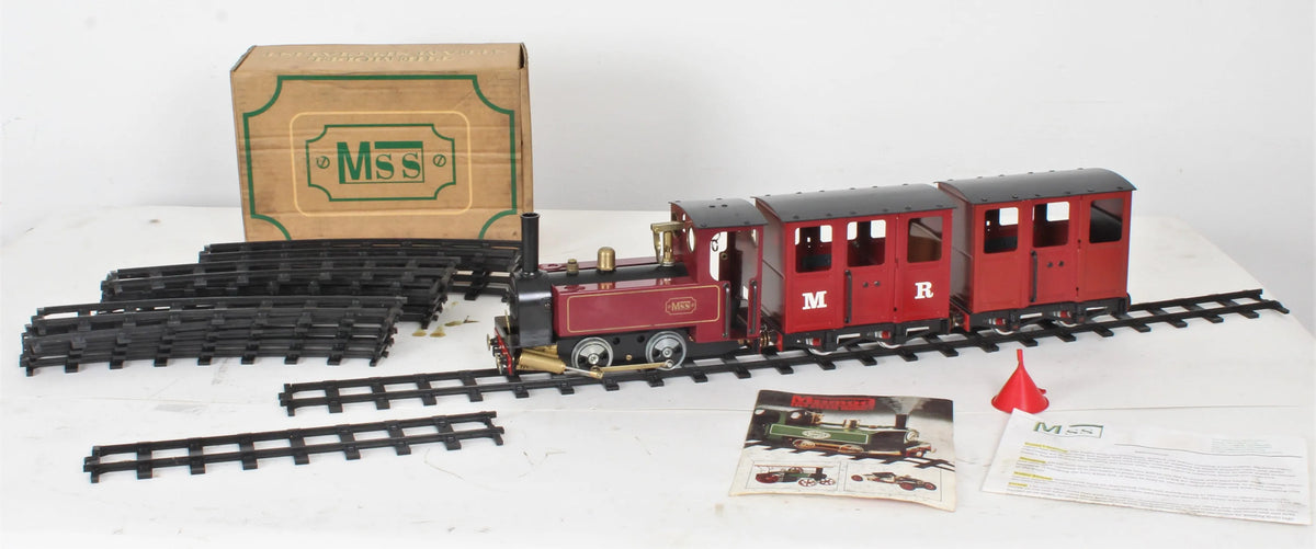O-gauge Mamod MSS locomotive, coaches & track
