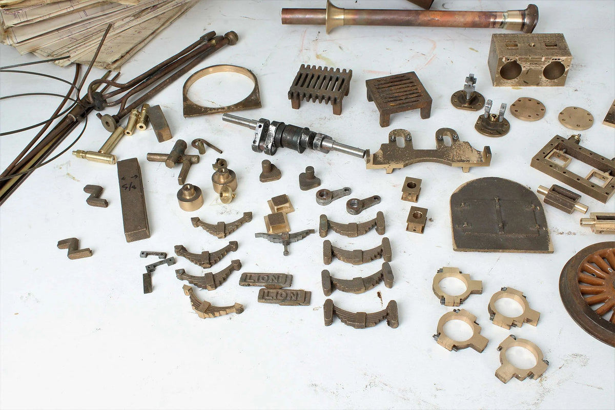 Part-built 3 1/2 inch gauge "Lion" with drawings