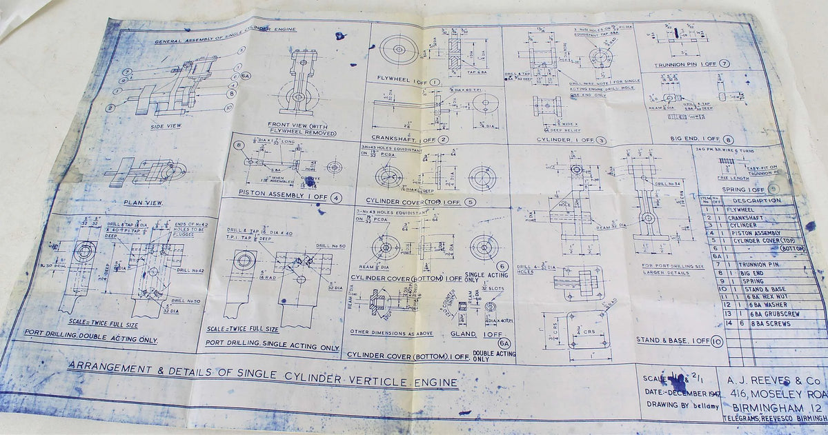 Reeves "Popular" single cylinder double acting oscillating engine