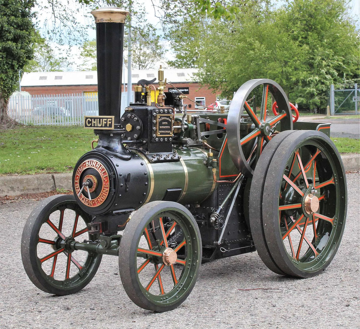 3 inch scale Burrell agricultural engine with driving trolley