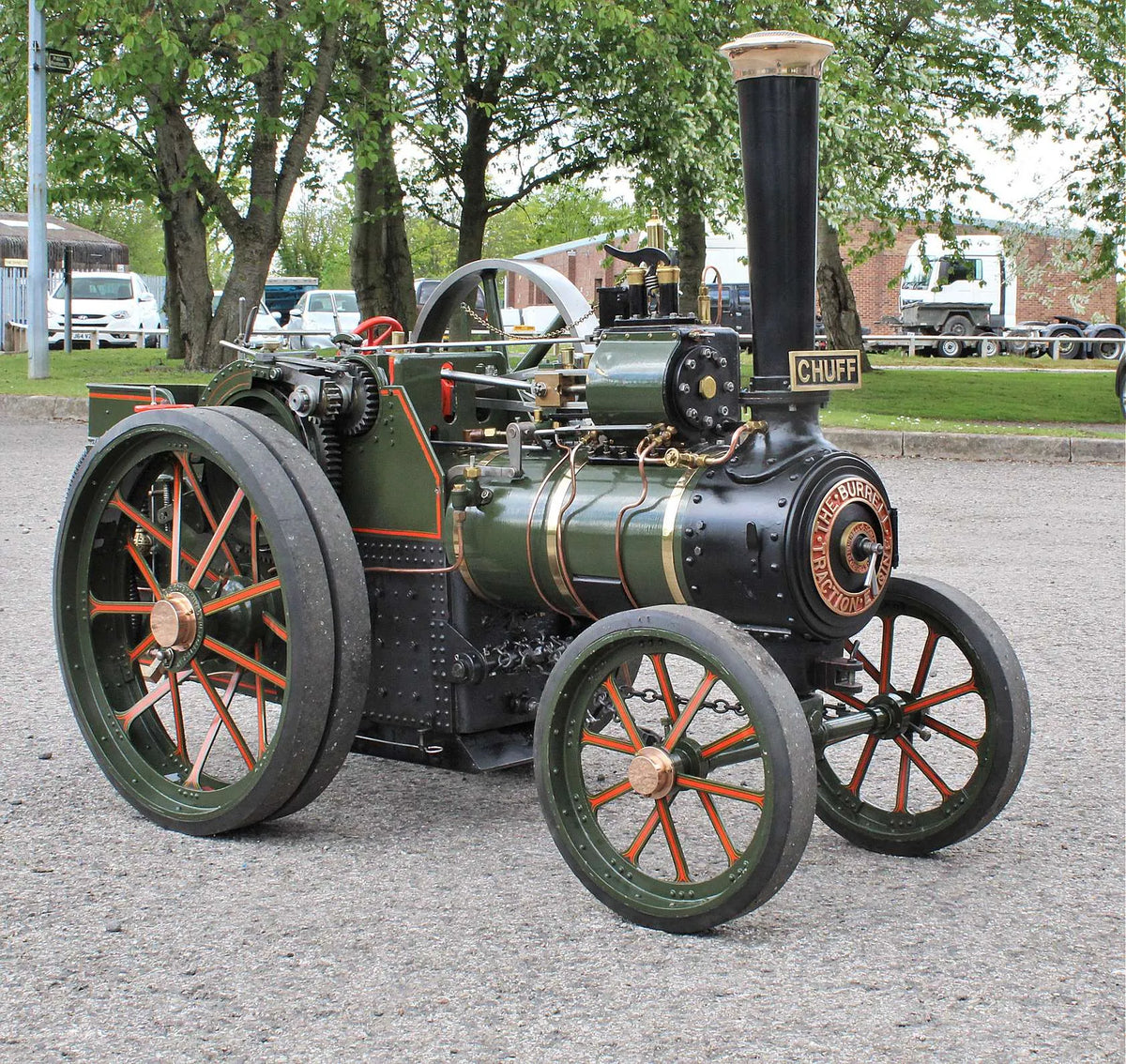 3 inch scale Burrell agricultural engine with driving trolley
