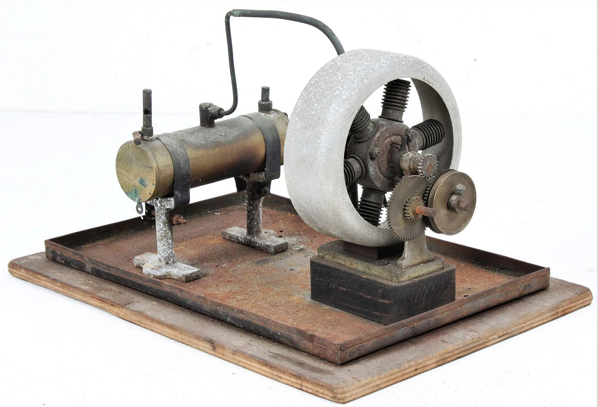 Six cylinder rotary steam engine with boiler