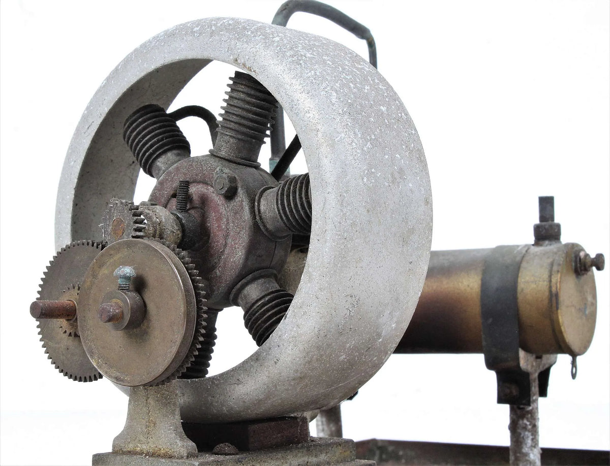 Six cylinder rotary steam engine with boiler
