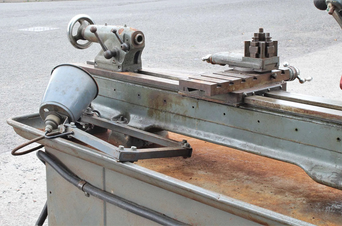 Long bed Myford Super 7B with industrial stand for restoration