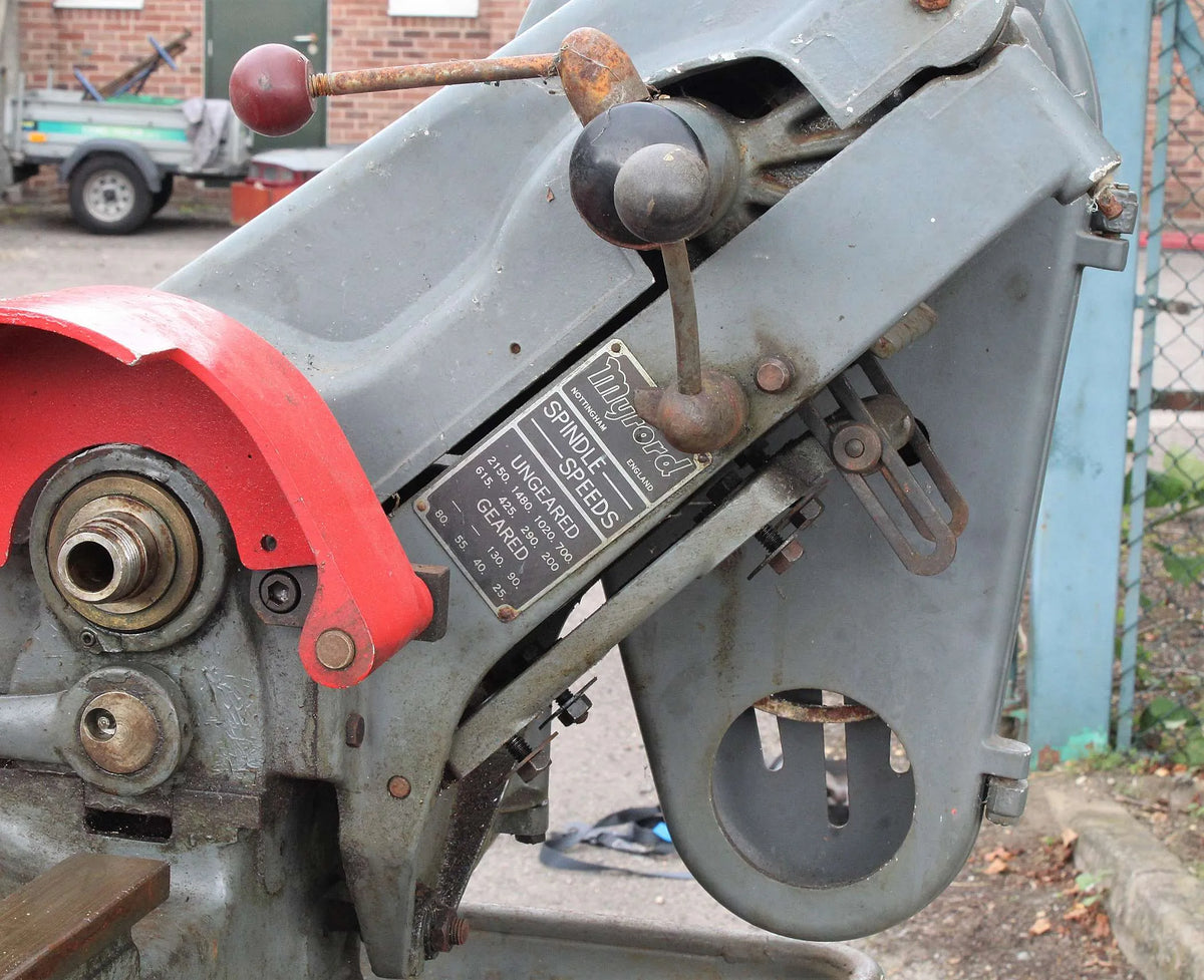 Long bed Myford Super 7B with industrial stand for restoration