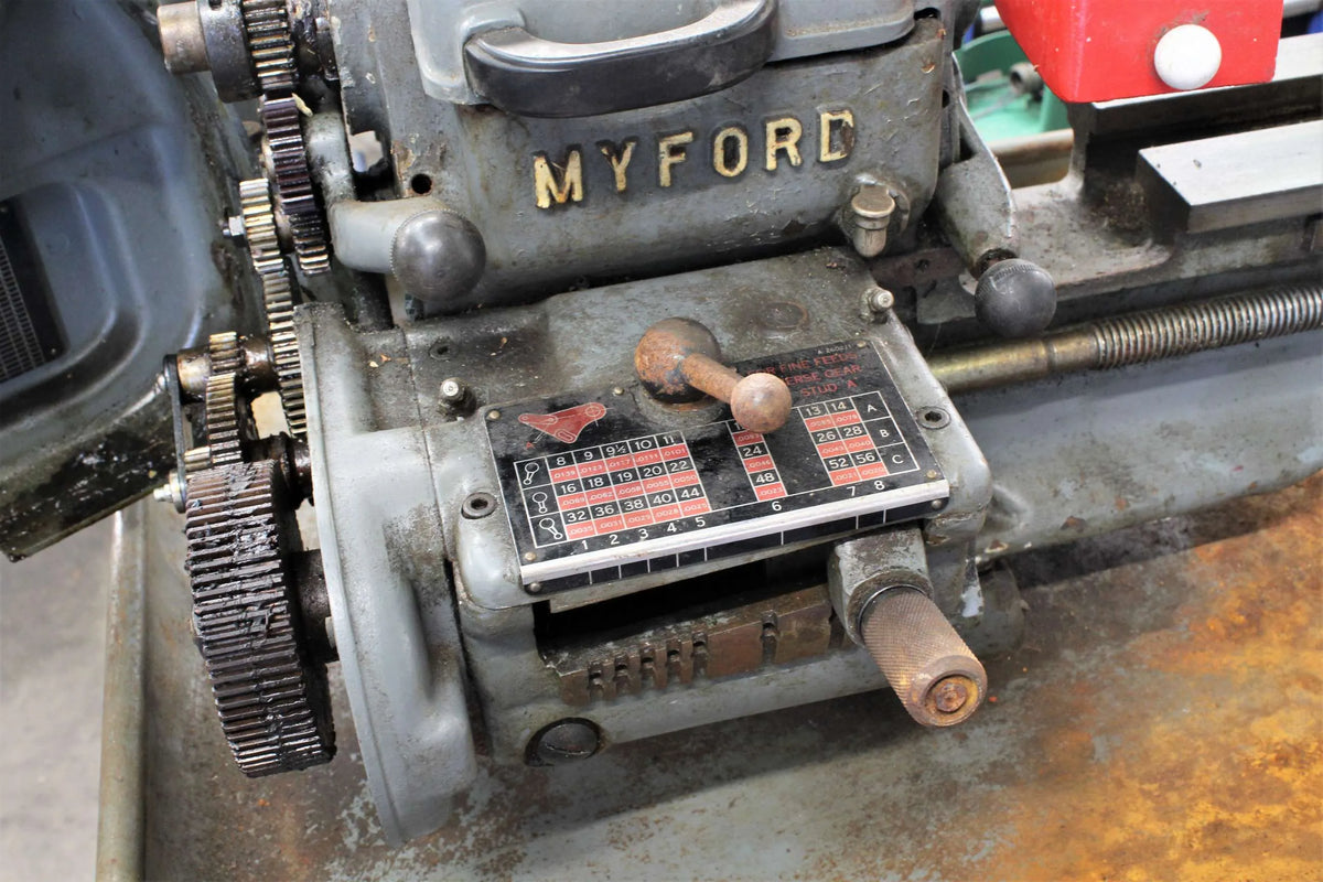 Long bed Myford Super 7B with industrial stand for restoration
