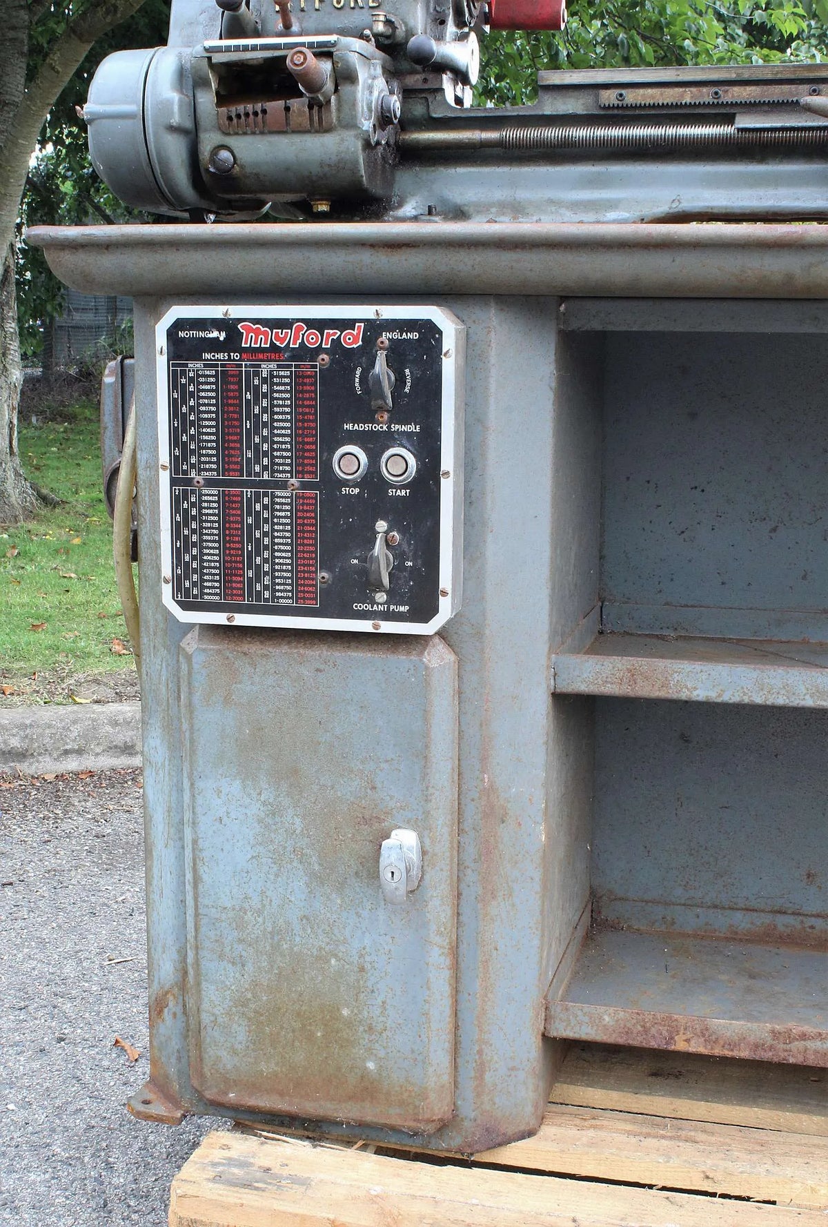 Long bed Myford Super 7B with industrial stand for restoration