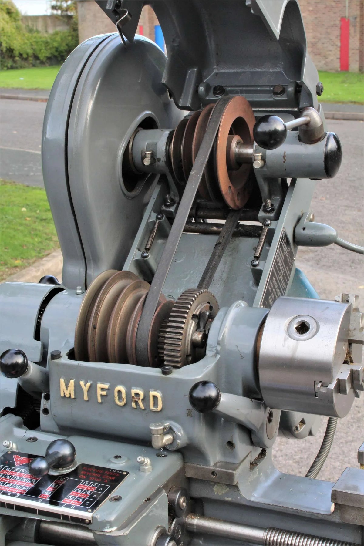 Myford Super 7B on cabinet stand