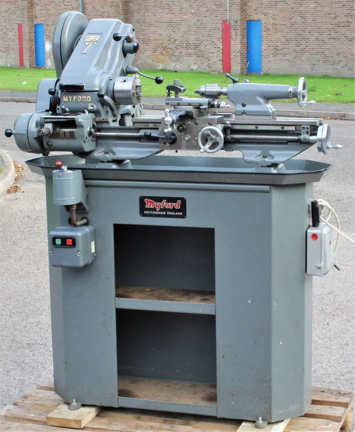 Myford Super 7B on cabinet stand