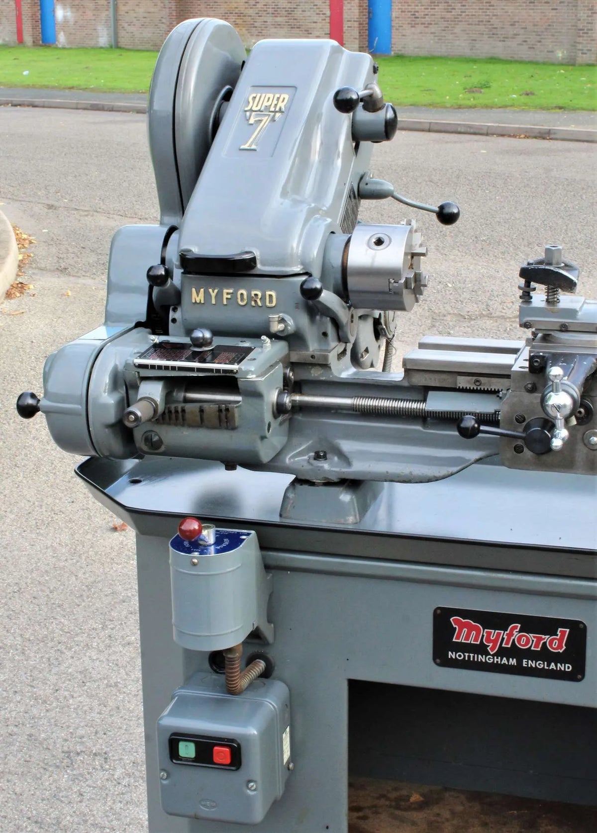 Myford Super 7B on cabinet stand