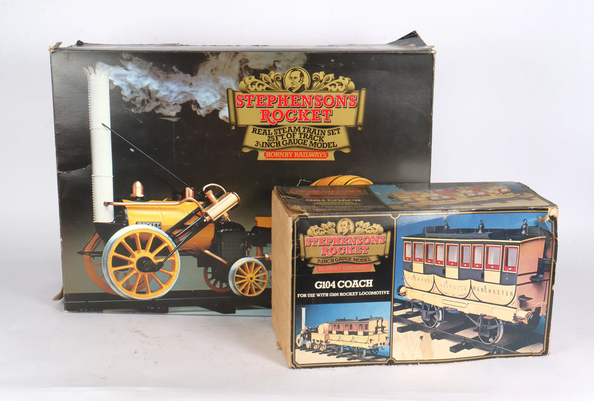 3 1/2 inch gauge Hornby "Rocket" with coach