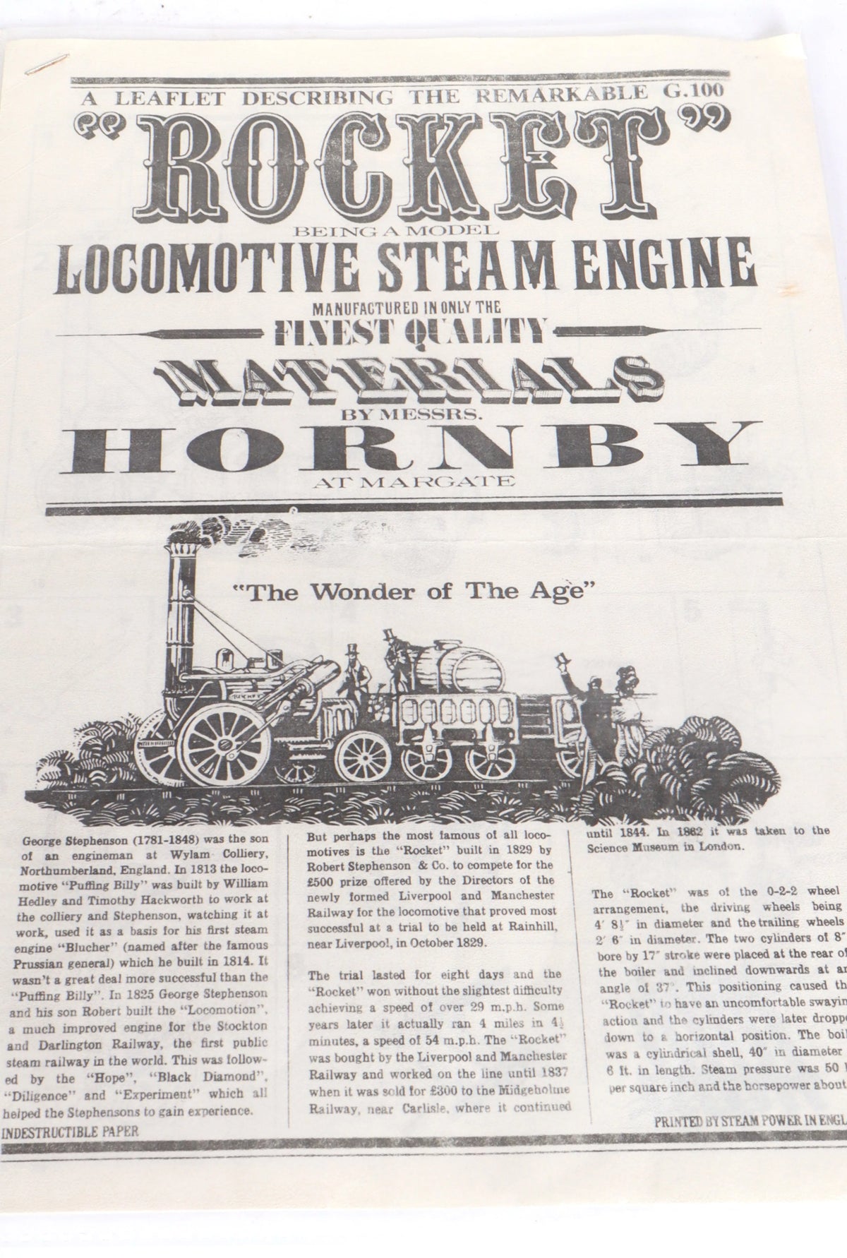 3 1/2 inch gauge Hornby "Rocket" with coach