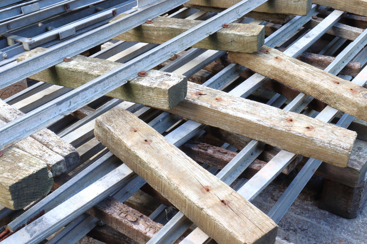 7 1/4 inch gauge rail with wooden sleepers